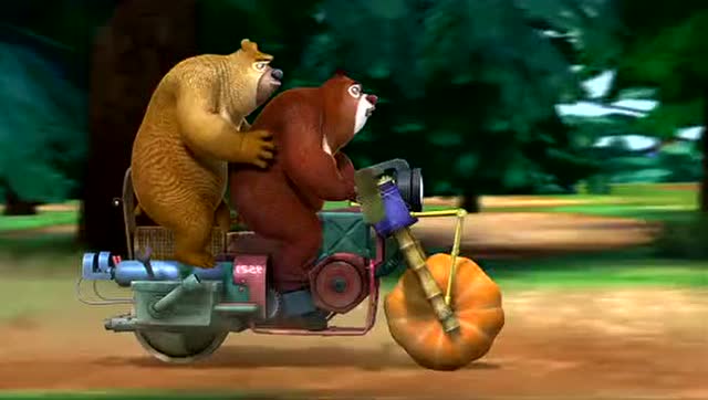 《摩托飞车》吉吉为熊大,熊二打造摩托车,与光头强一决高下!