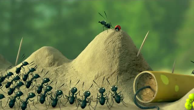 红蚂蚁攻击黑蚂蚁巢穴,黑蚂蚁动用导弹