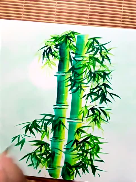 牛人手绘竹子 画的栩栩如生