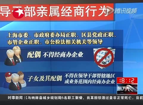 上海规定市级官员配偶禁经商办企