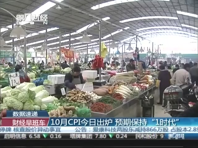 10月CPI今日出炉 预期保持“1时代”