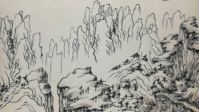 九华山!中国古版画名山胜景线描山水浏览