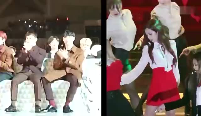 161119 bts防弹少年团&exo jin 看 blackpink 表演 pla