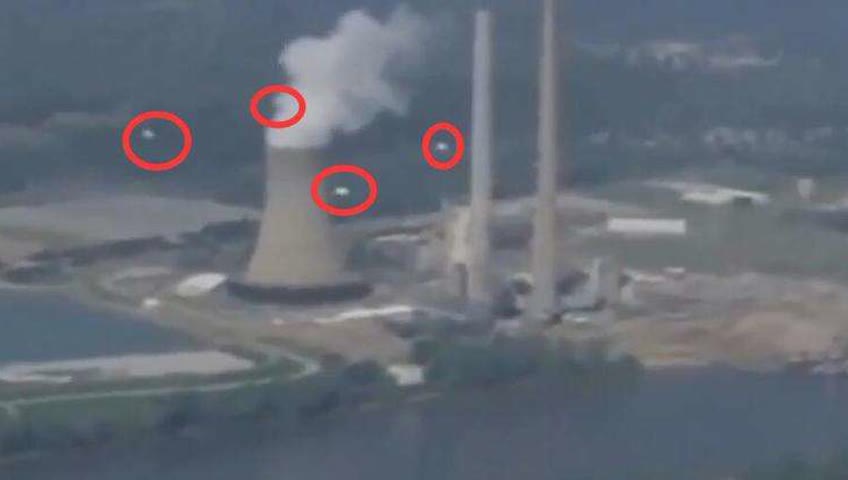航拍:核电站附近突然出现4个ufo围观