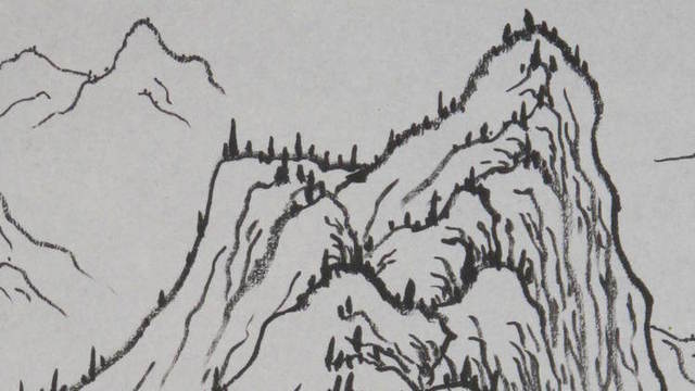 《国画养生》画山起手法11:山水小品立轴勾线讲解