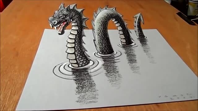 看牛人如何绘制3d尼斯湖水怪
