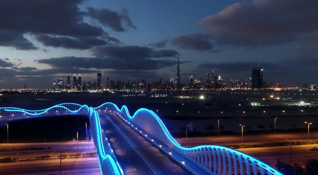 航拍朝阳夜景